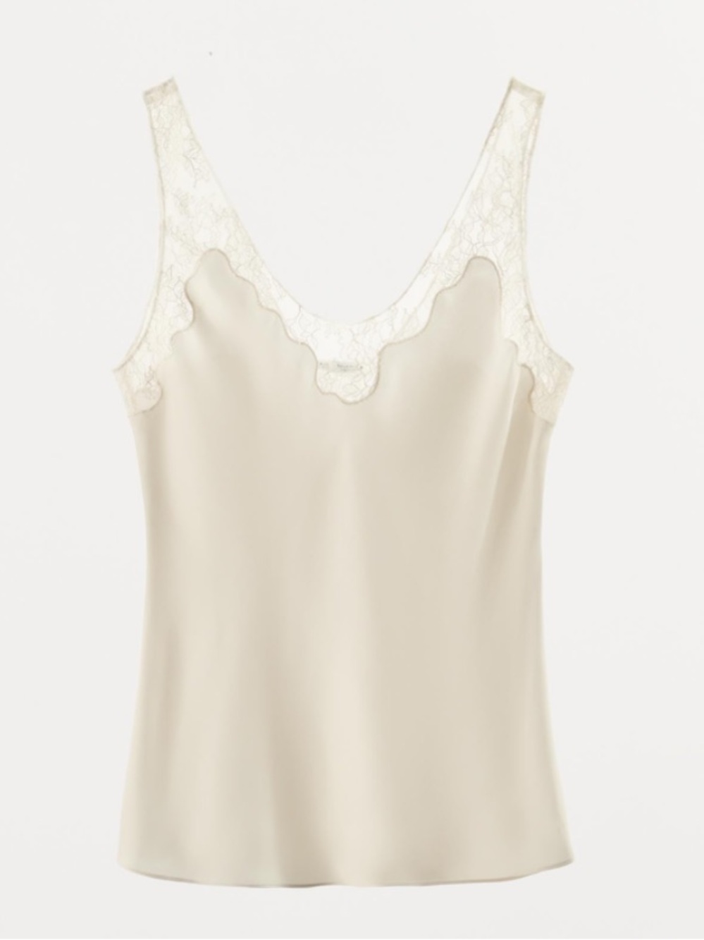 Zara NWOT Lace-Trim Satin Camisole in ecru